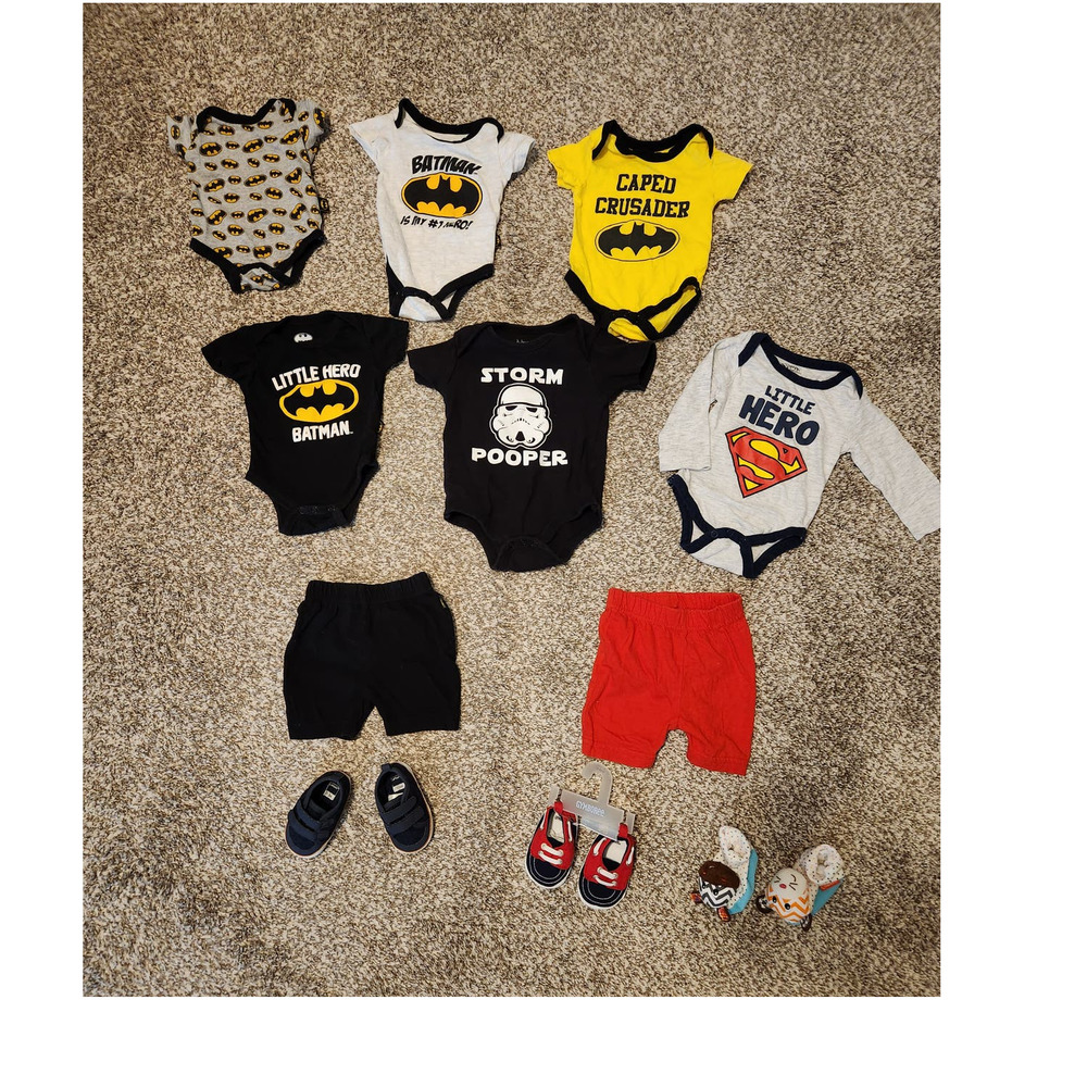 Baby Clothes Superhero Bodysuits Shorts Shoes Batman Superman Star wars 11 piece